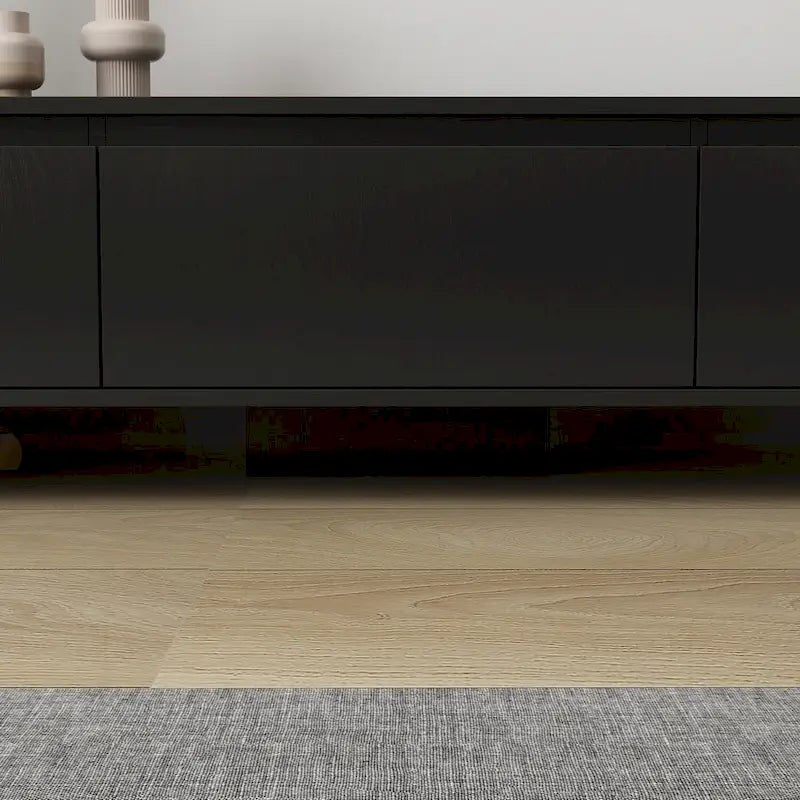 Extendable TV Stand with 3 Drawers Black White Modern Living Room