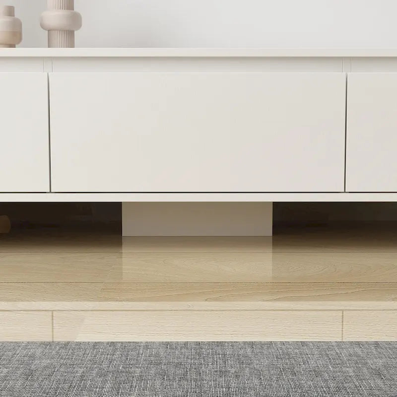 Extendable TV Stand with 3 Drawers Black White Modern Living Room