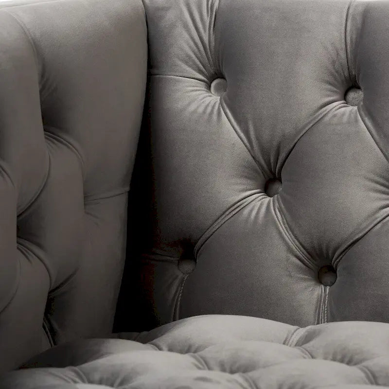 Velvet Button-Tufted Accent Lounge Chair with Gold Finished Legs