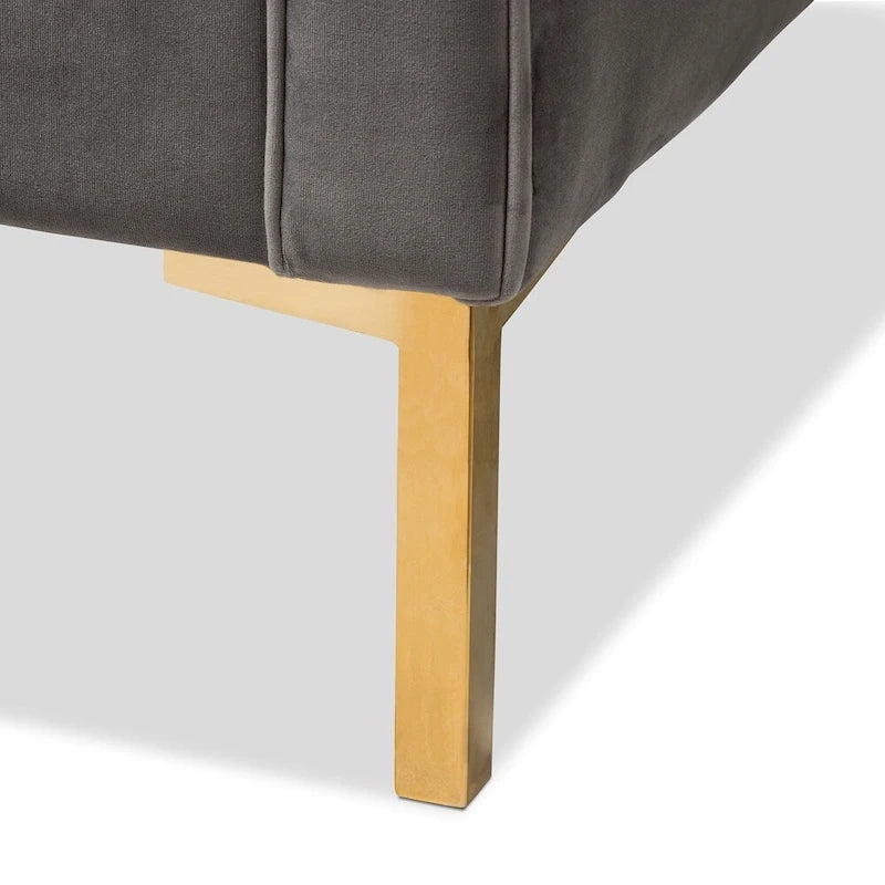 Velvet Button-Tufted Accent Lounge Chair with Gold Finished Legs