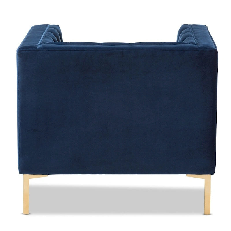 Velvet Button-Tufted Accent Lounge Chair with Gold Finished Legs