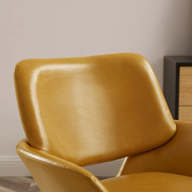 Modern Swivel Adjustable Open-Back Accent Arm Chair with Chrome Base