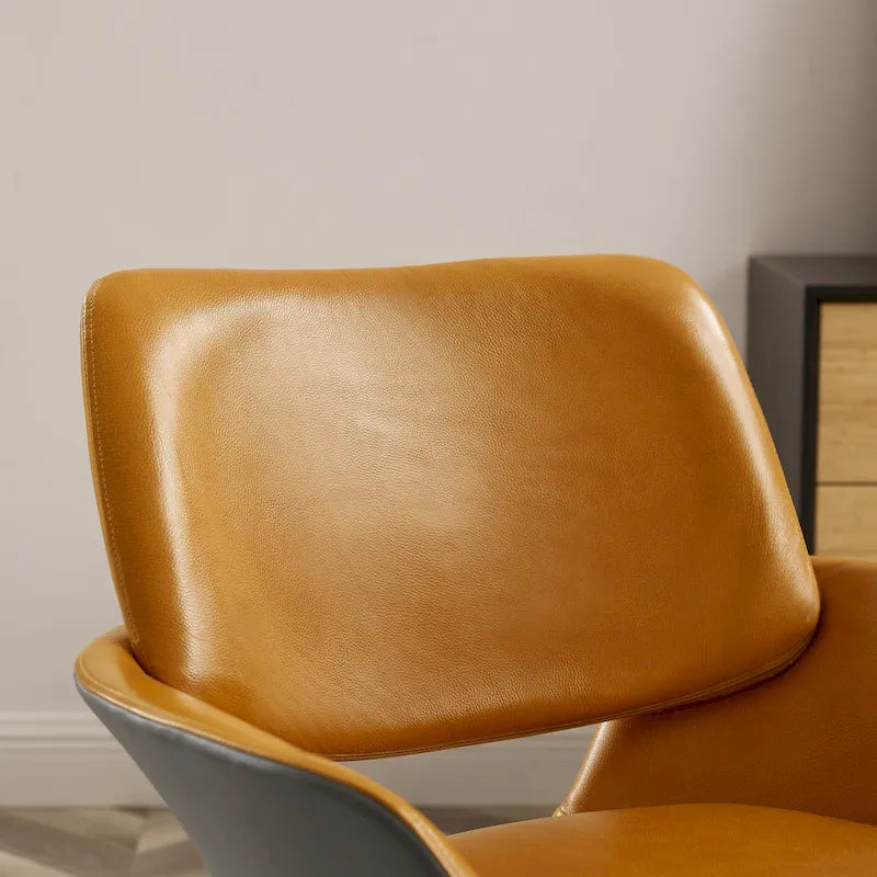 Modern Swivel Adjustable Open-Back Accent Arm Chair with Chrome Base