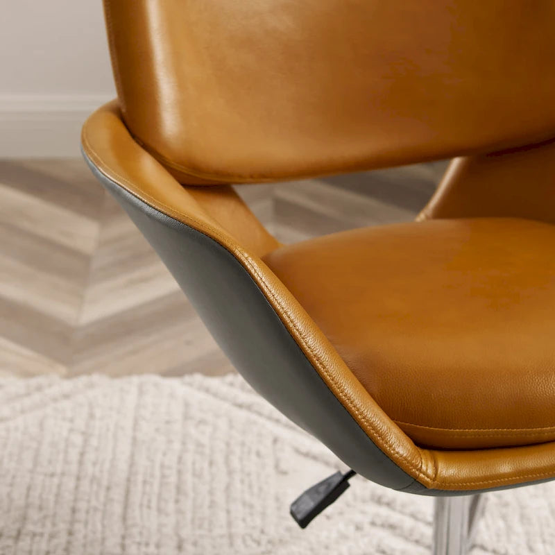 Modern Swivel Adjustable Open-Back Accent Arm Chair with Chrome Base