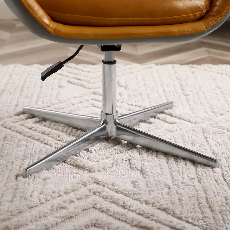 Modern Swivel Adjustable Open-Back Accent Arm Chair with Chrome Base