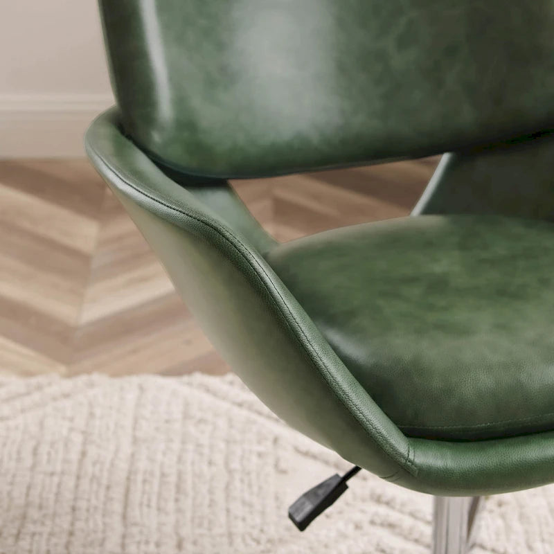 Modern Swivel Adjustable Open-Back Accent Arm Chair with Chrome Base