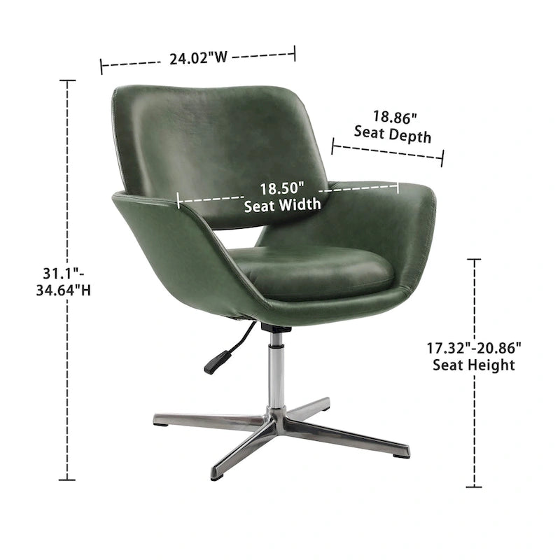 Modern Swivel Adjustable Open-Back Accent Arm Chair with Chrome Base