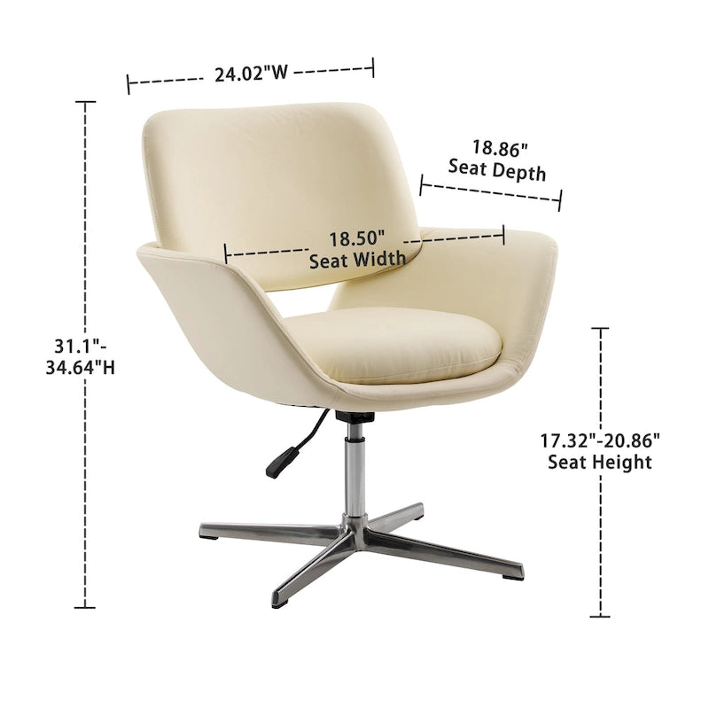 Modern Swivel Adjustable Open-Back Accent Arm Chair with Chrome Base
