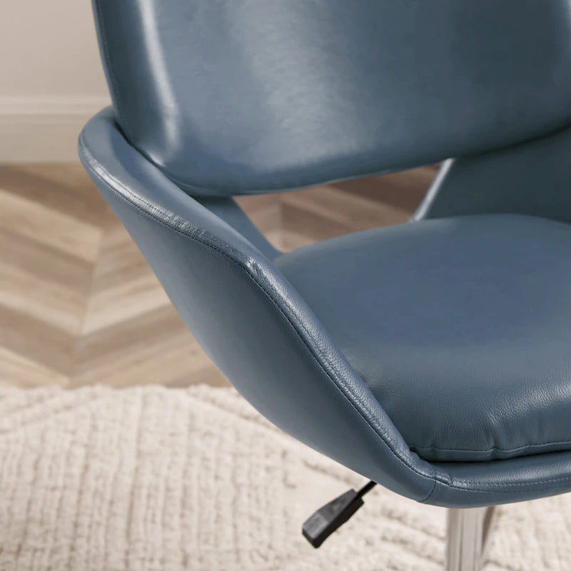 Modern Swivel Adjustable Open-Back Accent Arm Chair with Chrome Base