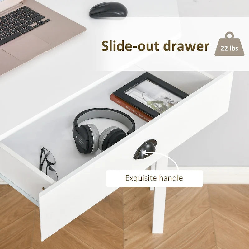 Modern Triangle Corner Desk with Drawer and Storage Shelves, Black White Grey
