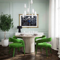 Velvet Dining Chair with Curved Back and Gold-Tipped Legs