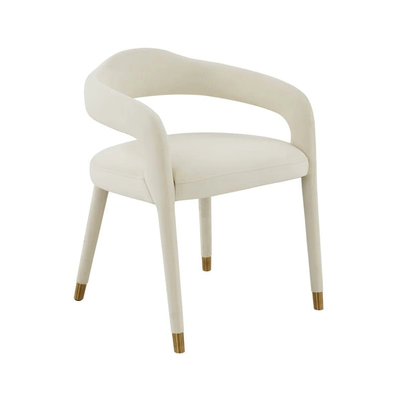 Velvet Dining Chair with Curved Back and Gold-Tipped Legs
