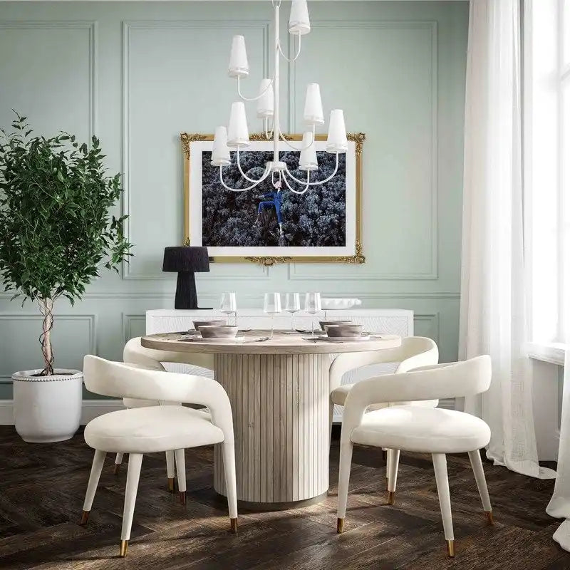 Velvet Dining Chair with Curved Back and Gold-Tipped Legs