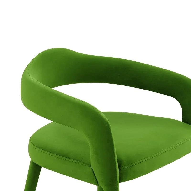 Velvet Dining Chair with Curved Back and Gold-Tipped Legs