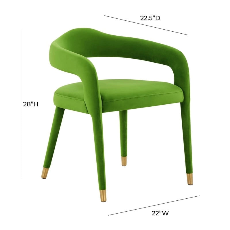 Velvet Dining Chair with Curved Back and Gold-Tipped Legs