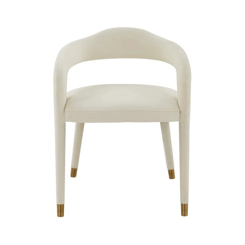Velvet Dining Chair with Curved Back and Gold-Tipped Legs