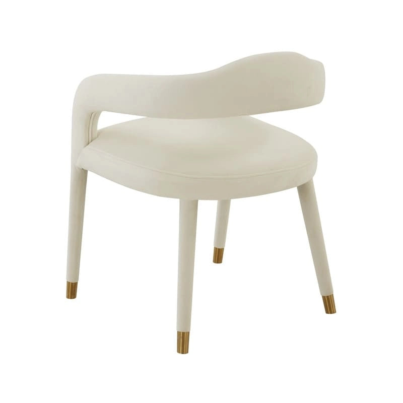 Velvet Dining Chair with Curved Back and Gold-Tipped Legs