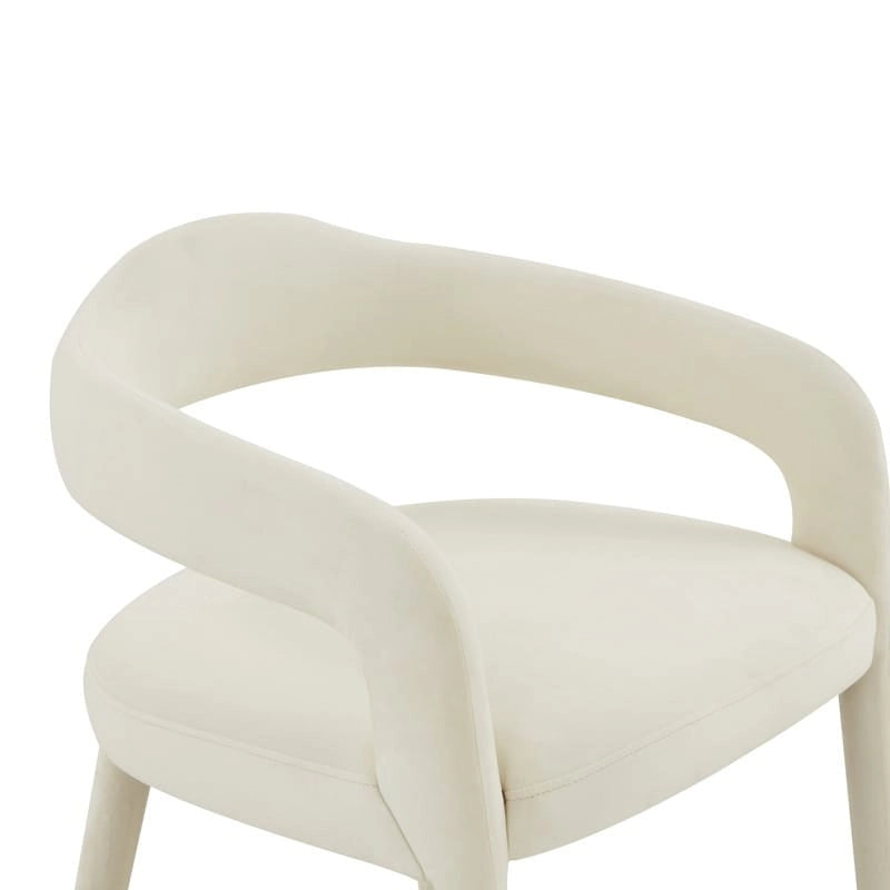 Velvet Dining Chair with Curved Back and Gold-Tipped Legs