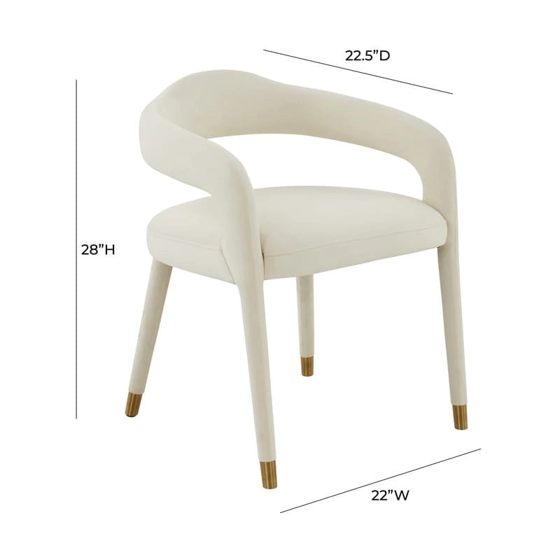 Velvet Dining Chair with Curved Back and Gold-Tipped Legs