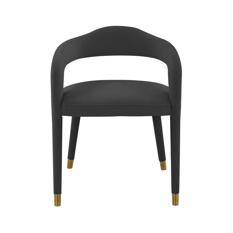 Velvet Dining Chair with Curved Back and Gold-Tipped Legs