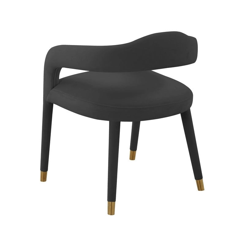 Velvet Dining Chair with Curved Back and Gold-Tipped Legs