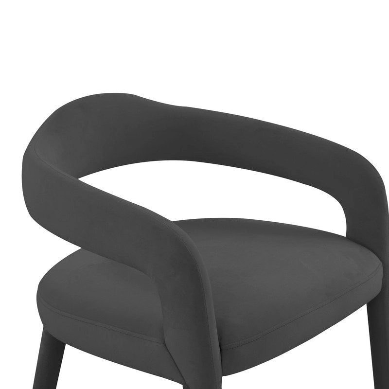 Velvet Dining Chair with Curved Back and Gold-Tipped Legs