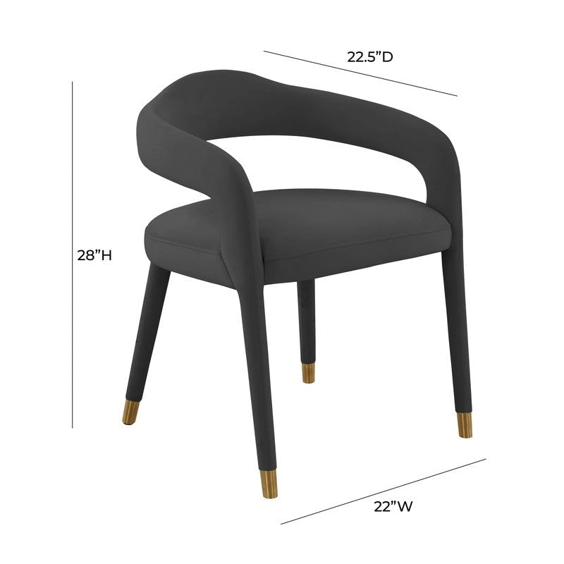 Velvet Dining Chair with Curved Back and Gold-Tipped Legs