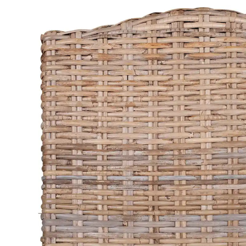 Handwoven Natural Rattan Cushioned Dining Chair with Cream Upholstery