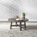 Dusty Charcoal Distressed Round Wood Veneer Cocktail Table with Splayed Legs