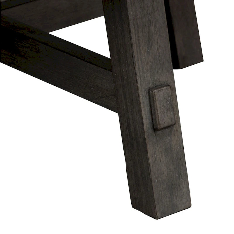 Dusty Charcoal Distressed Round Wood Veneer Cocktail Table with Splayed Legs