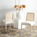 Rattan Cushion Dining Chair Coastal Farmhouse Style Wood Frame