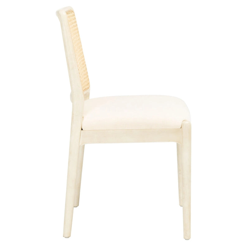 Rattan Cushion Dining Chair Coastal Farmhouse Style Wood Frame