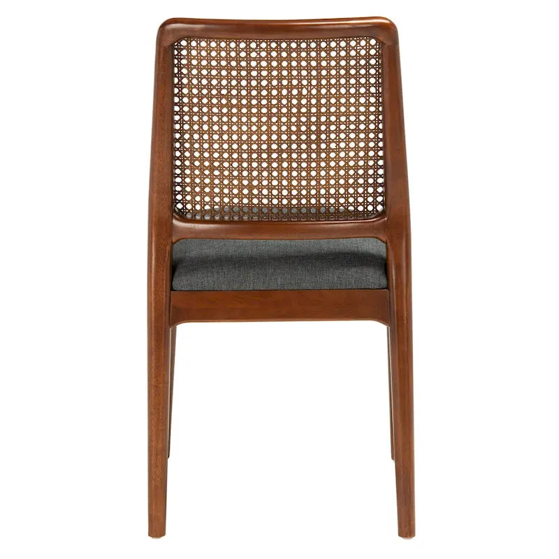 Rattan Cushion Dining Chair Coastal Farmhouse Style Wood Frame