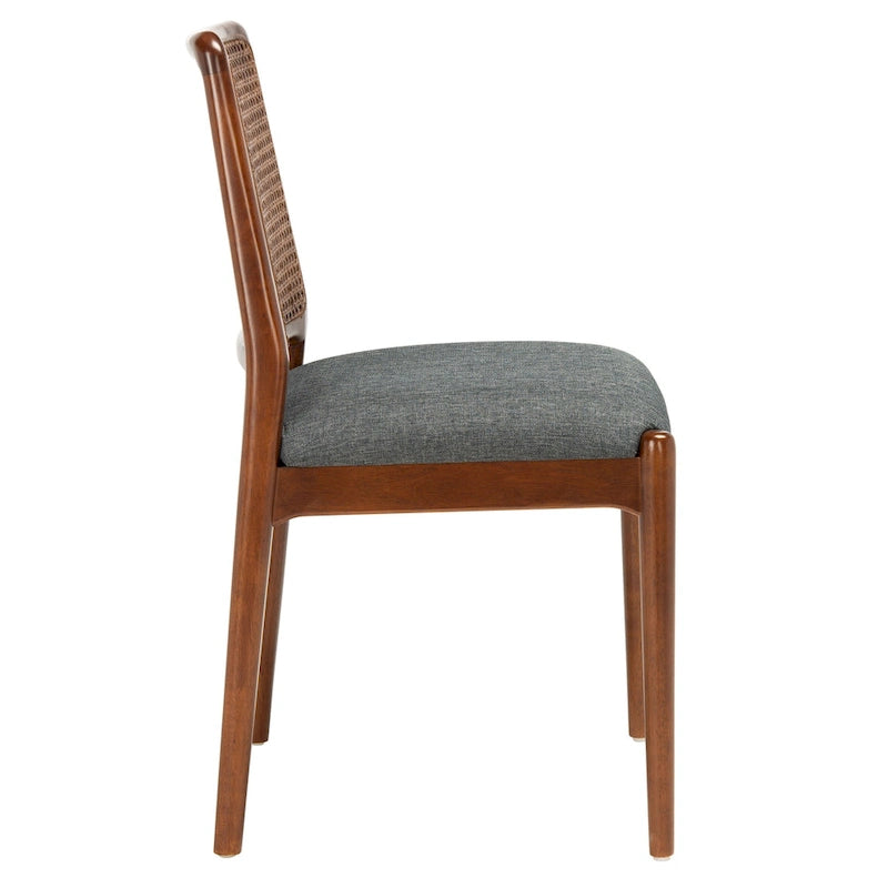 Rattan Cushion Dining Chair Coastal Farmhouse Style Wood Frame