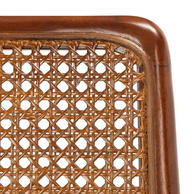 Rattan Cushion Dining Chair Coastal Farmhouse Style Wood Frame