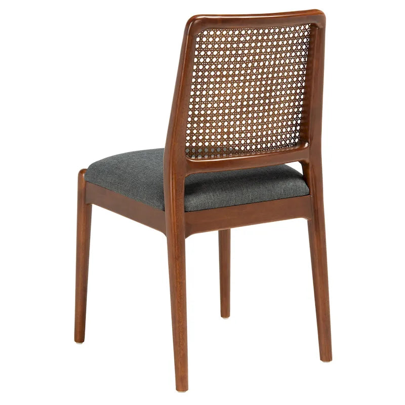 Rattan Cushion Dining Chair Coastal Farmhouse Style Wood Frame