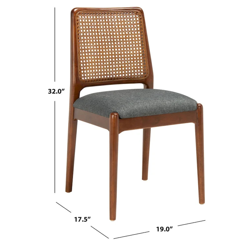 Rattan Cushion Dining Chair Coastal Farmhouse Style Wood Frame