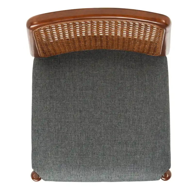 Rattan Cushion Dining Chair Coastal Farmhouse Style Wood Frame