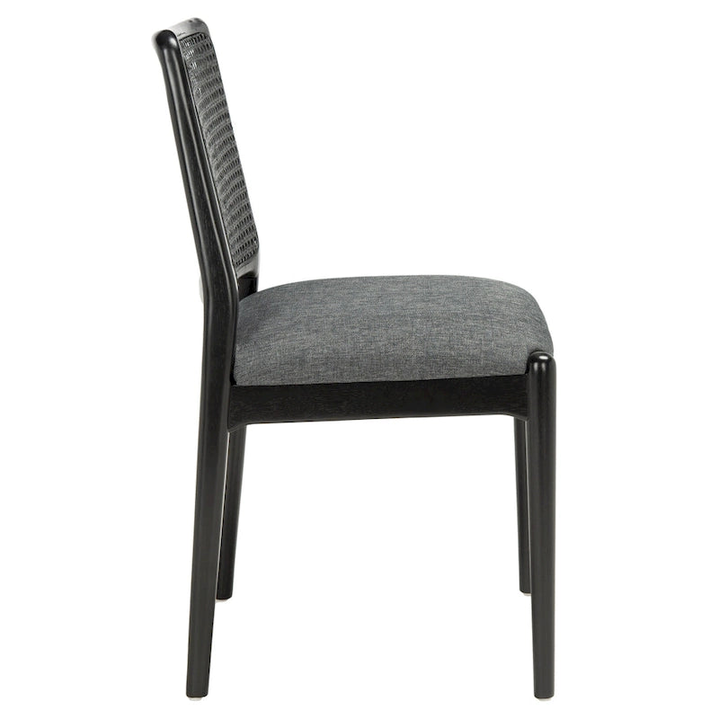 Rattan Cushion Dining Chair Coastal Farmhouse Style Wood Frame