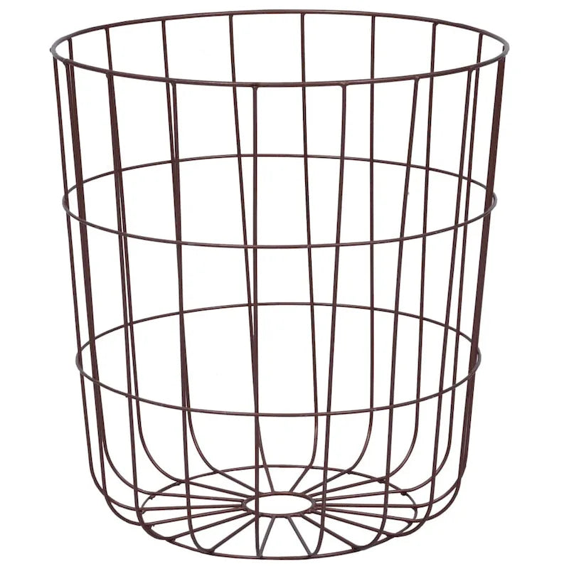 Copper Metal Basket Weave Round Coffee Table with MDF Top