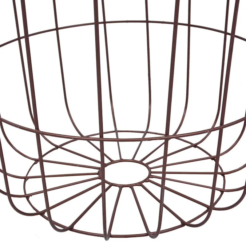 Copper Metal Basket Weave Round Coffee Table with MDF Top