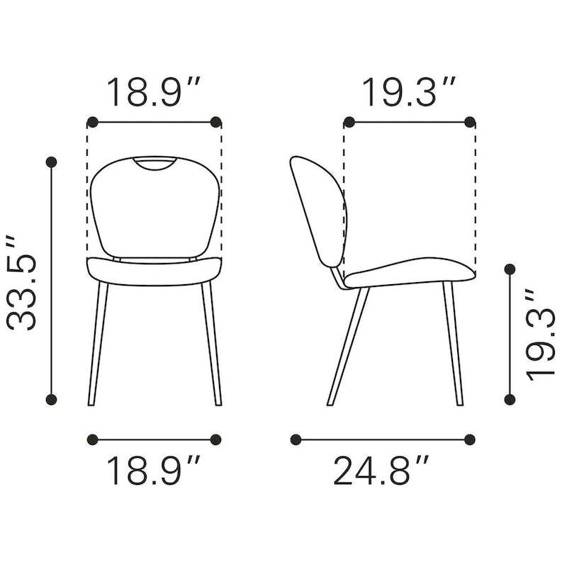 Modern Faux Leather Dining Chair with Powder Coated Steel Frame, Vintage Gray or Brown