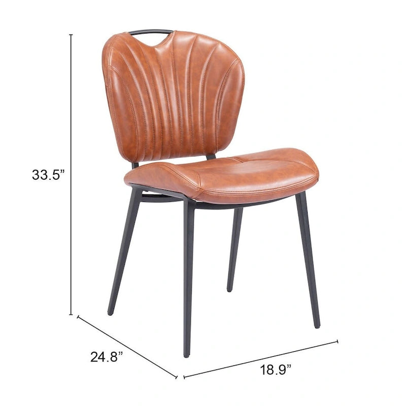 Modern Faux Leather Dining Chair with Powder Coated Steel Frame, Vintage Gray or Brown