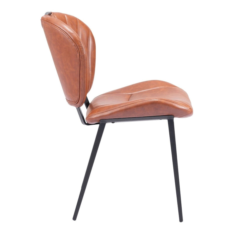 Modern Faux Leather Dining Chair with Powder Coated Steel Frame, Vintage Gray or Brown