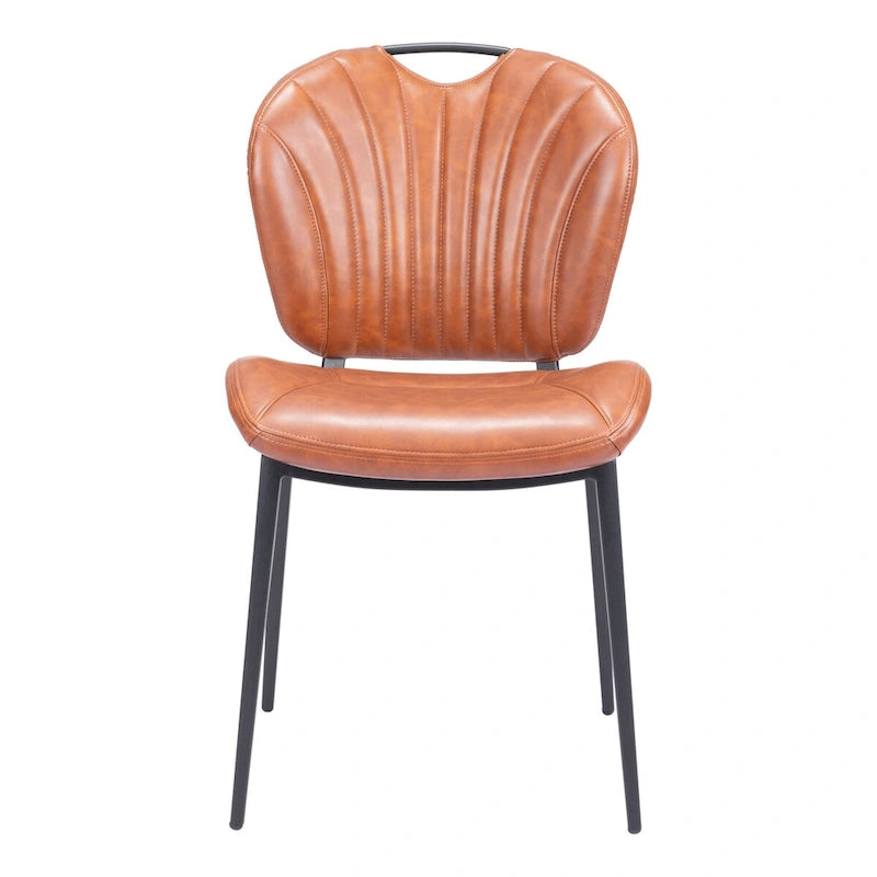 Modern Faux Leather Dining Chair with Powder Coated Steel Frame, Vintage Gray or Brown
