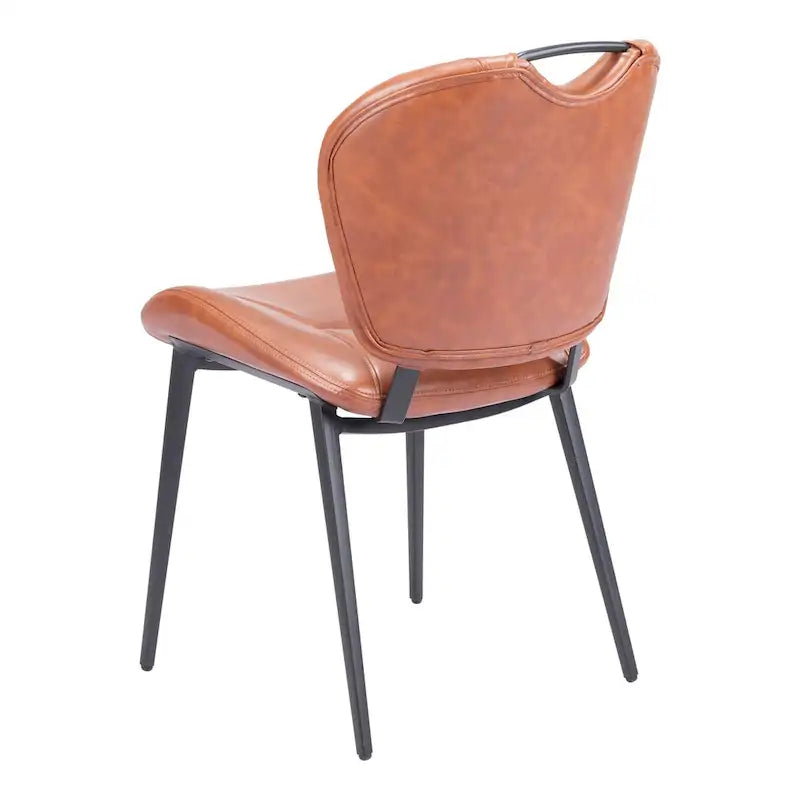Modern Faux Leather Dining Chair with Powder Coated Steel Frame, Vintage Gray or Brown