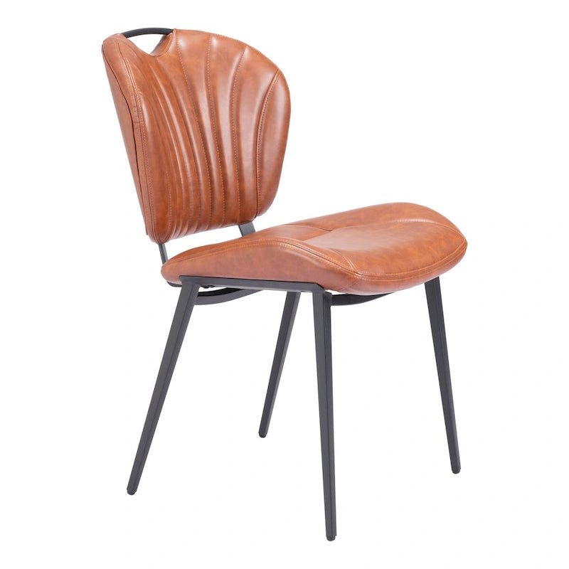 Modern Faux Leather Dining Chair with Powder Coated Steel Frame, Vintage Gray or Brown