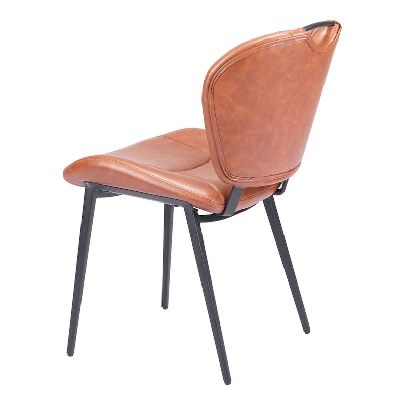 Modern Faux Leather Dining Chair with Powder Coated Steel Frame, Vintage Gray or Brown