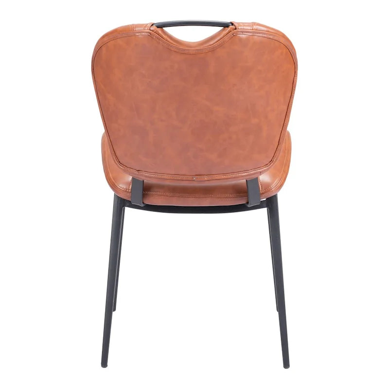 Modern Faux Leather Dining Chair with Powder Coated Steel Frame, Vintage Gray or Brown