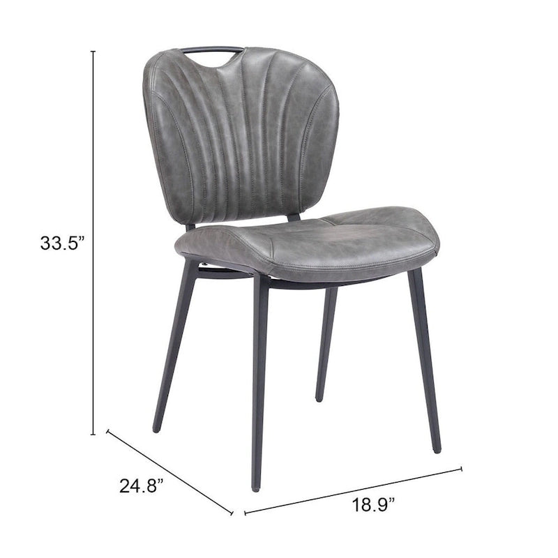 Modern Faux Leather Dining Chair with Powder Coated Steel Frame, Vintage Gray or Brown